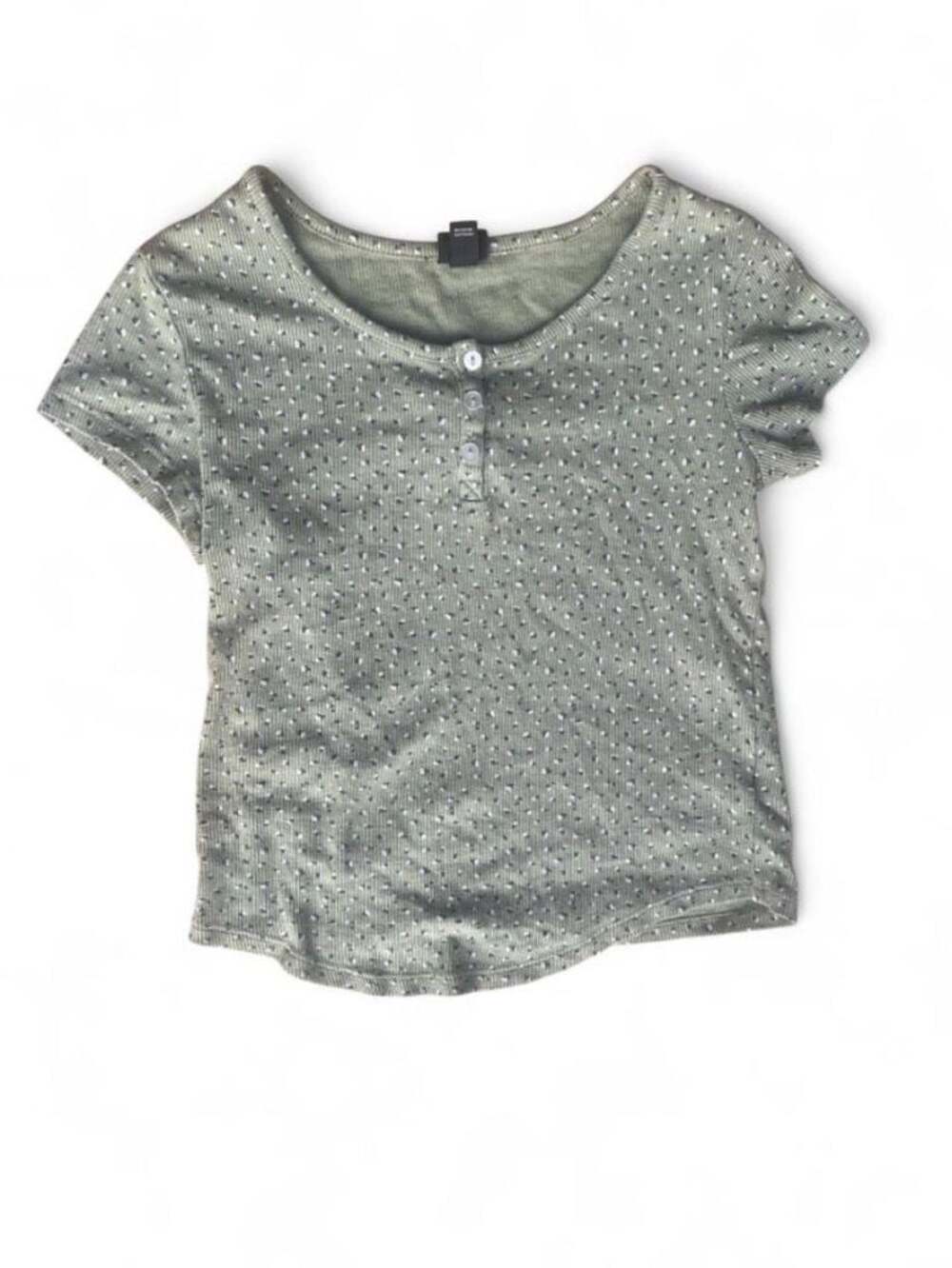 Art Class Girls Green Floral Ribbed Henley Top Size XL (14)